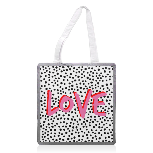Love Polka Dot - printed tote bag uk by Laura Bb