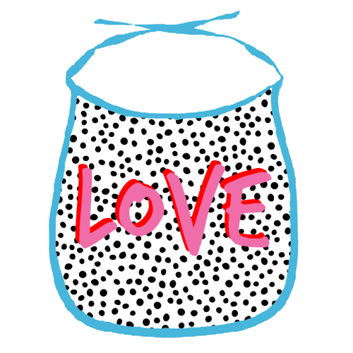 Love Polka Dot - funny baby bib by Laura Bb