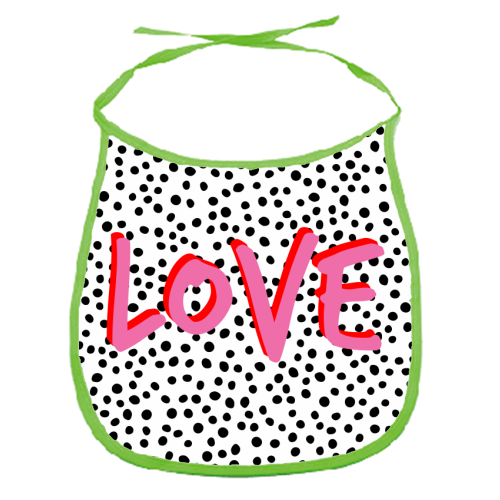 Love Polka Dot - funny baby bib by Laura Bb
