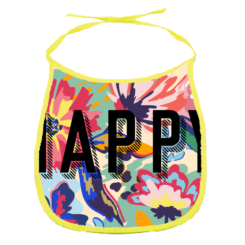 Happy - funny baby bib by Laura Bb