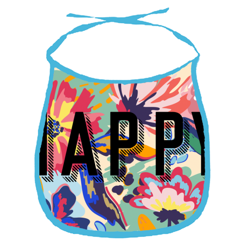 Happy - funny baby bib by Laura Bb