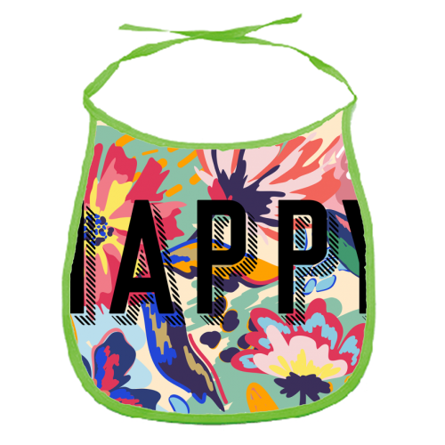 Happy - funny baby bib by Laura Bb
