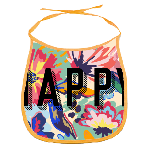 Happy - funny baby bib by Laura Bb