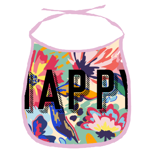 Happy - funny baby bib by Laura Bb