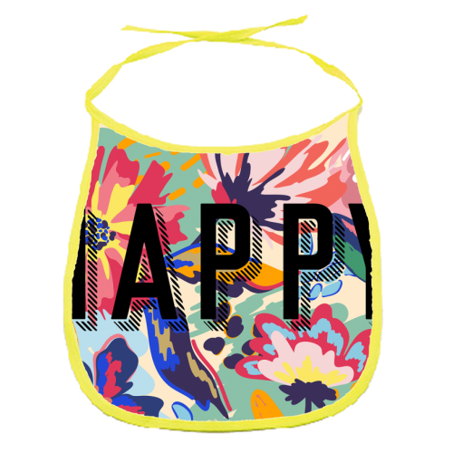 Happy - funny baby bib by Laura Bb