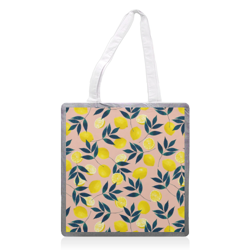 Lemons - printed tote bag uk by Laura Bb