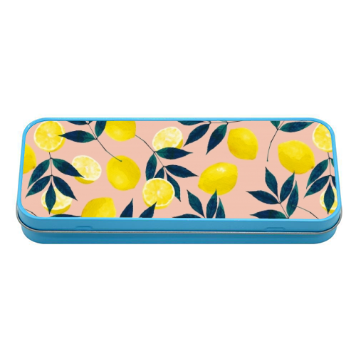 Lemons - tin pencil case by Laura Bb