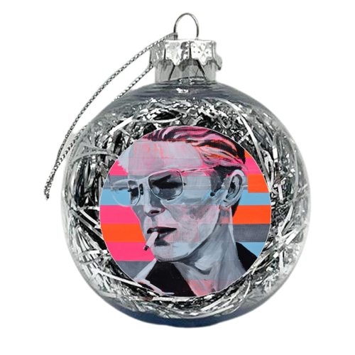 Neon Bowie - Christmas Tinsel Baubles by Laura Bb