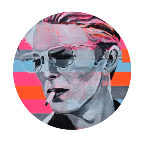 Neon Bowie - Circle Stickers by Laura Bb