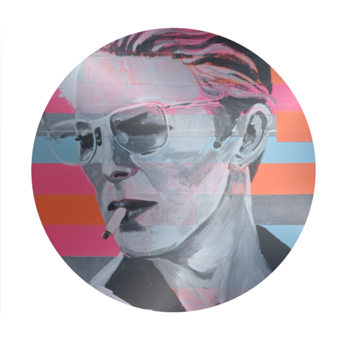 Neon Bowie - Circle Stickers by Laura Bb