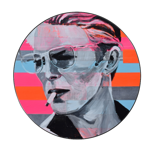 Neon Bowie - Circle Stickers by Laura Bb