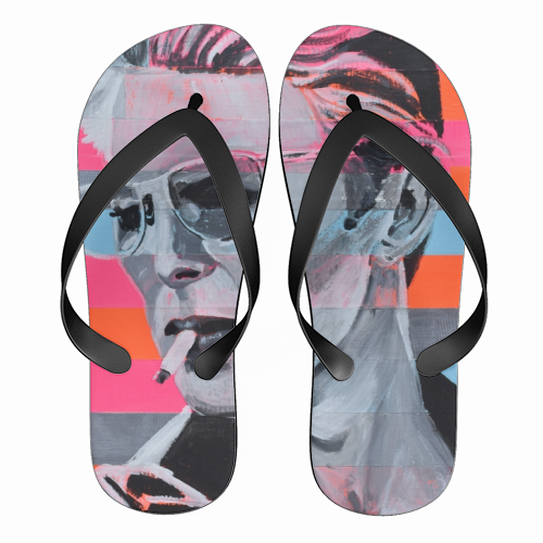 Neon Bowie - funny flip flops by Laura Bb