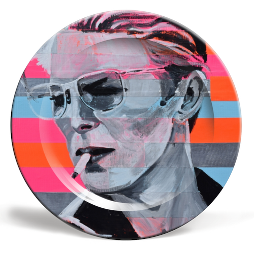 Neon Bowie - personalised dinner plate by Laura Bb