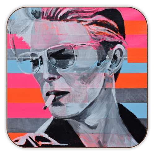 Neon Bowie - personalised drink coaster by Laura Bb