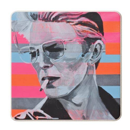 Neon Bowie - personalised drink coaster by Laura Bb