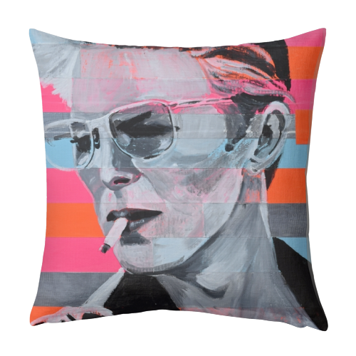 Neon Bowie - quirky cushion by Laura Bb