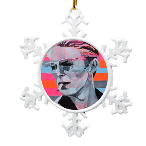 Neon Bowie - snowflake decoration by Laura Bb